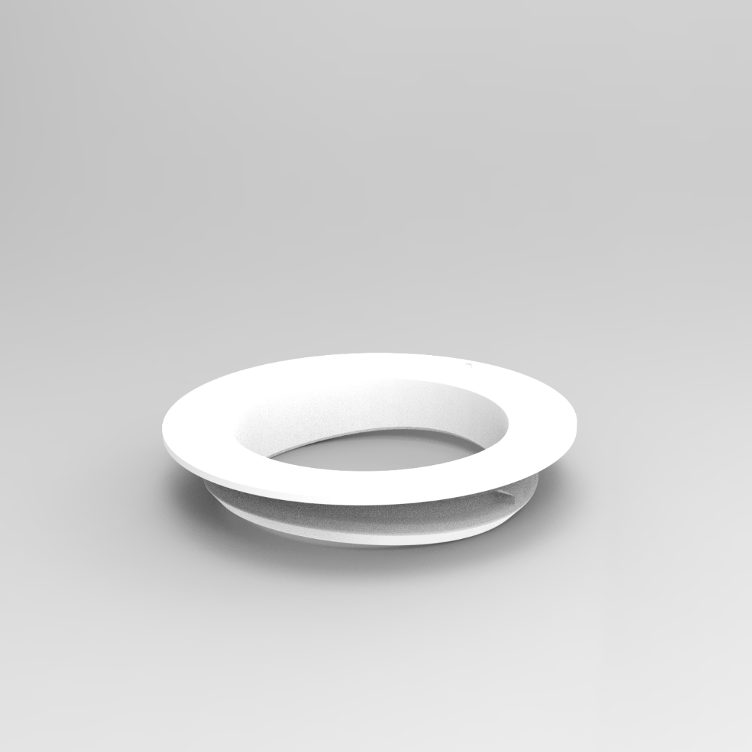 A single palm leaf in a clear glass of water on a white background.